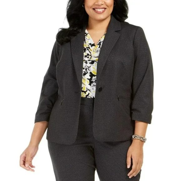 Kasper One-Button Jacket Charcoal Grey - Picture 1 of 5